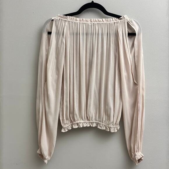 Off Shoulder Milkmaid Peasant Long Sleeve Ruffle Blush Pink Coquette Top Size XS - Picture 7 of 9